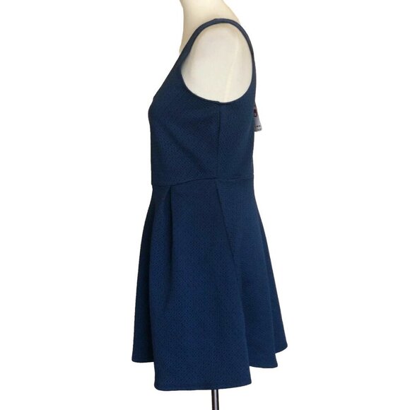 Socialite Blue Womens Textured V Neck Fit & Flare Mini  Dress Size L - Picture 8 of 8